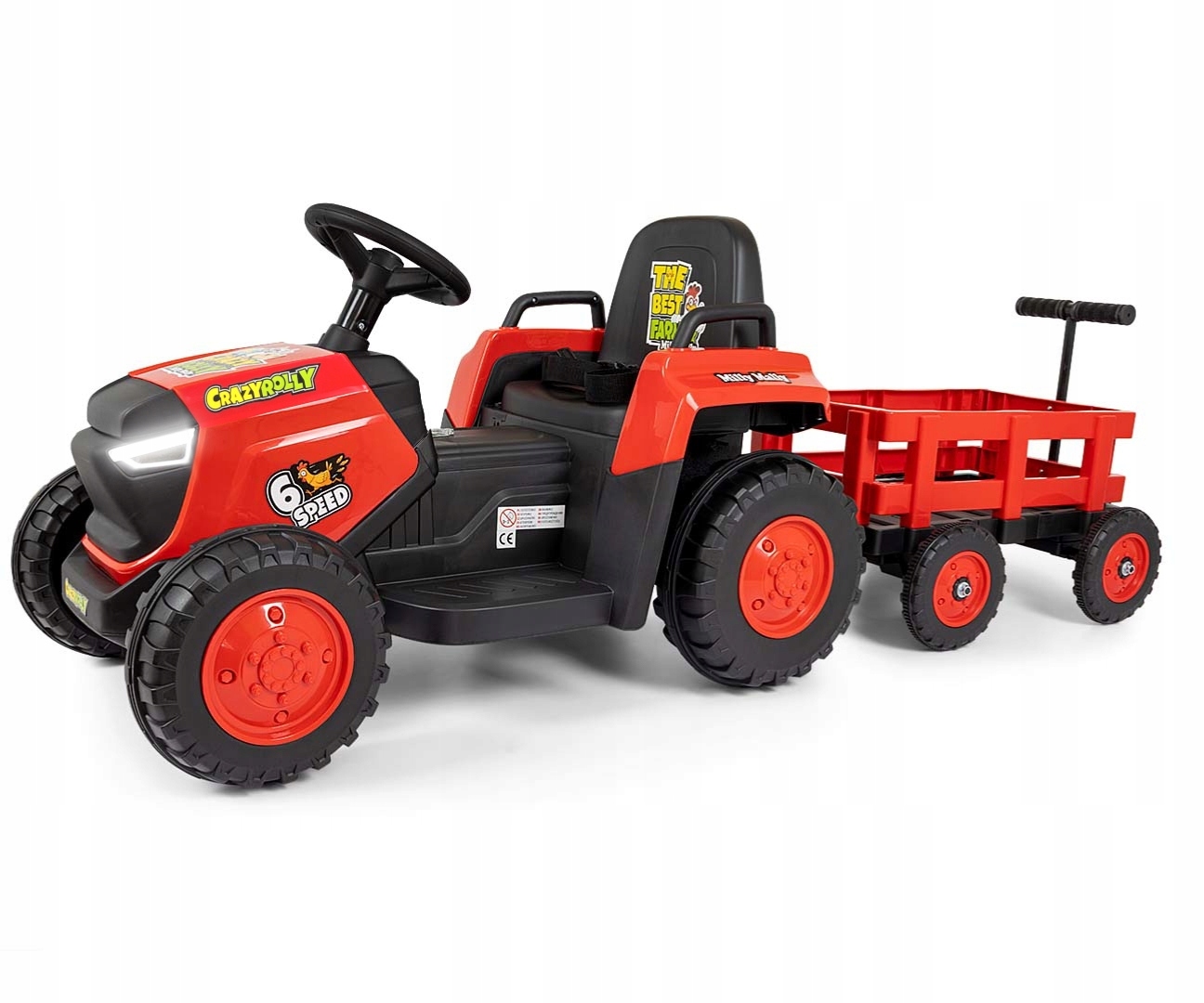 Traktor na akumulator dla dzieci Rolly Milly Mally z przyczepką pilotem Led