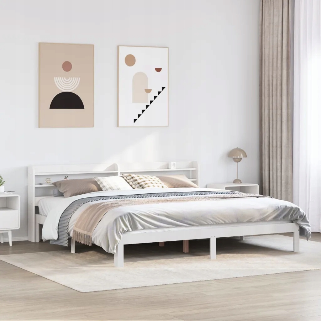 Dřevěná skládací postel VidaXL 180x200 bílá