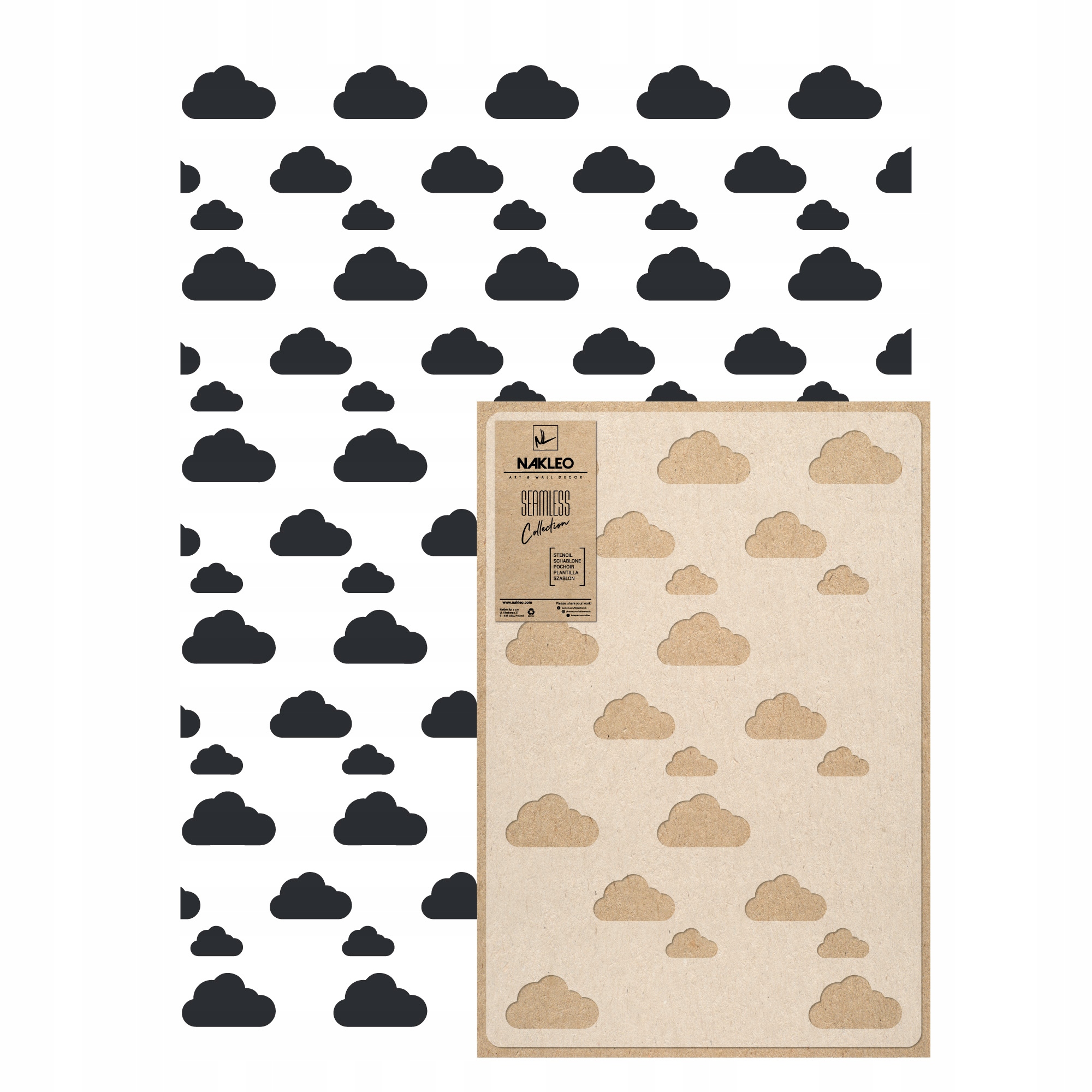 Opakovatelná malířská šablona Opakovaně Použitelný 59x95 cm Tapeta Mrak Mraky Nebe