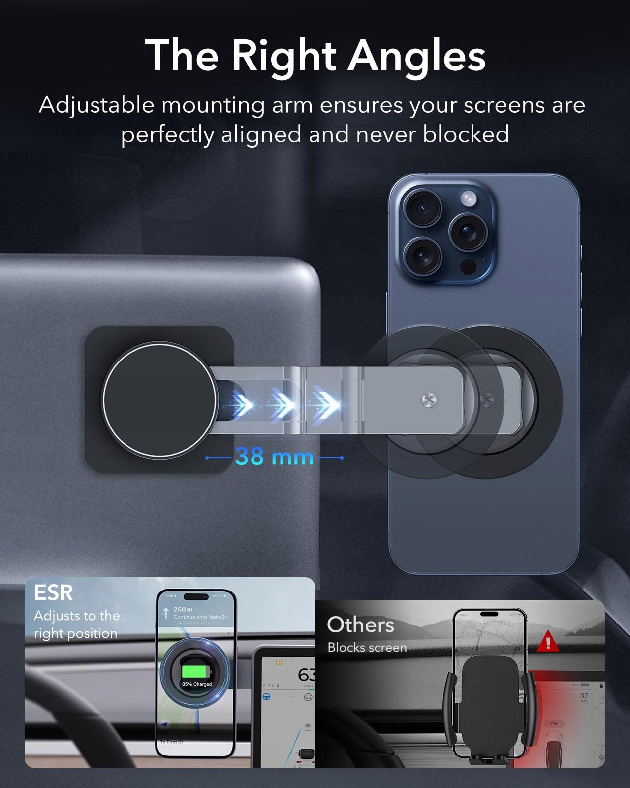 ESR Uchwyt Samochodowy Magnetyczny Do iPhone Android — miniatura 7