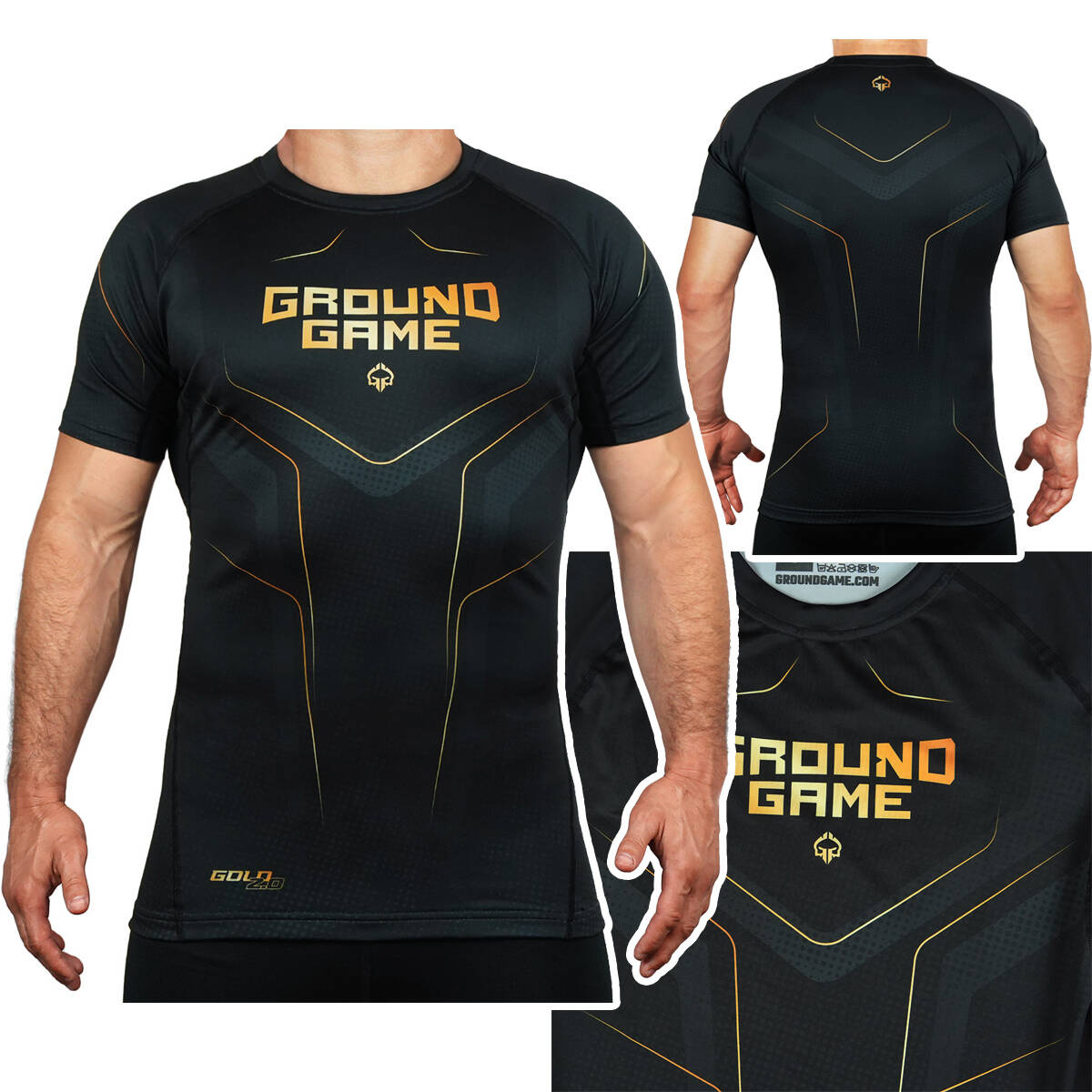 Rashguard pánský tréninkový Ground Game Gold 2.0 Černý vel. L