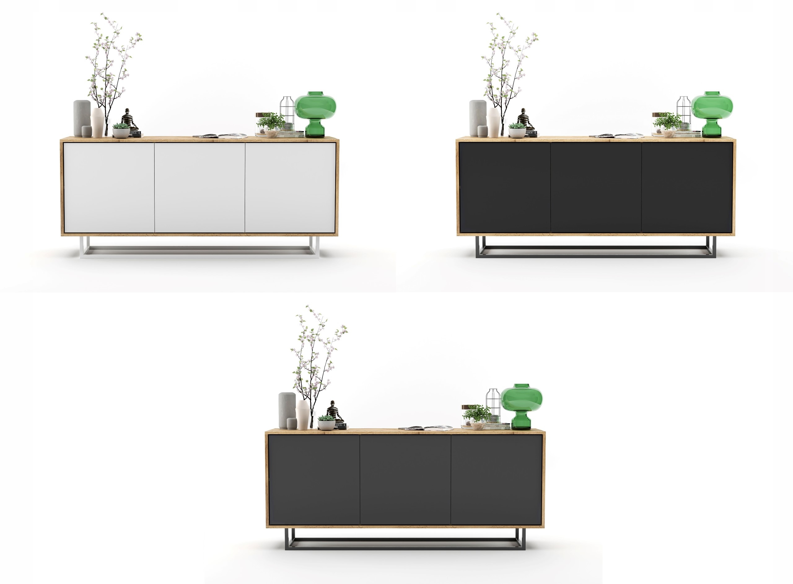 Komoda RTV Loft szafka RTV Loft wotan grafit MAT Kolor frontów grafit