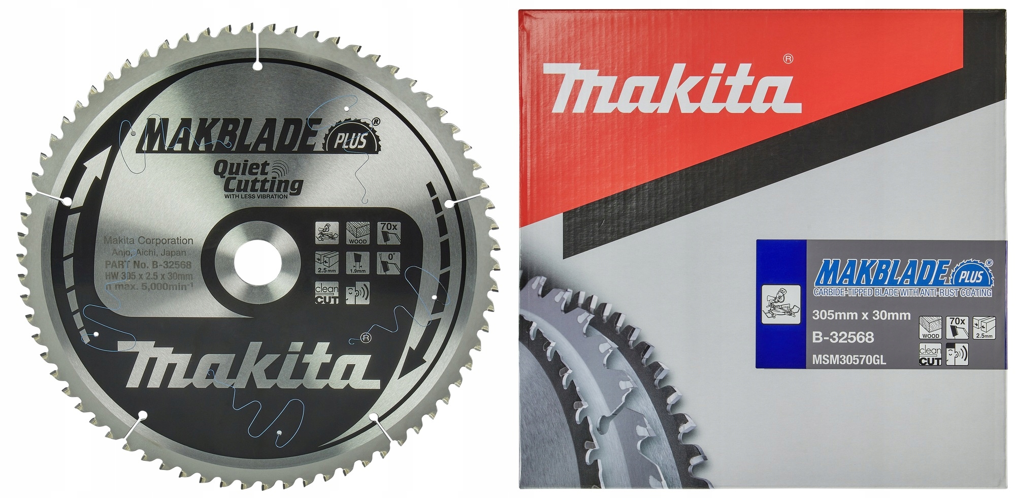 Makita B-32568 Řezací Kotouč Makblade Plus Na Dřevo 305x30 mm 70Z x 2,5 mm