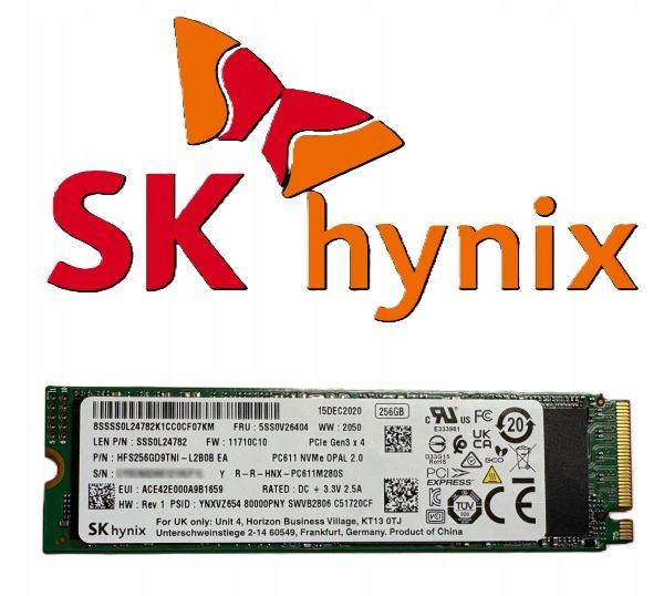 Ssd disk NVMe Sk hynix 256GB M.2 2280 PCIe Gen3 x4 Opal PC611 Oem Lenovo