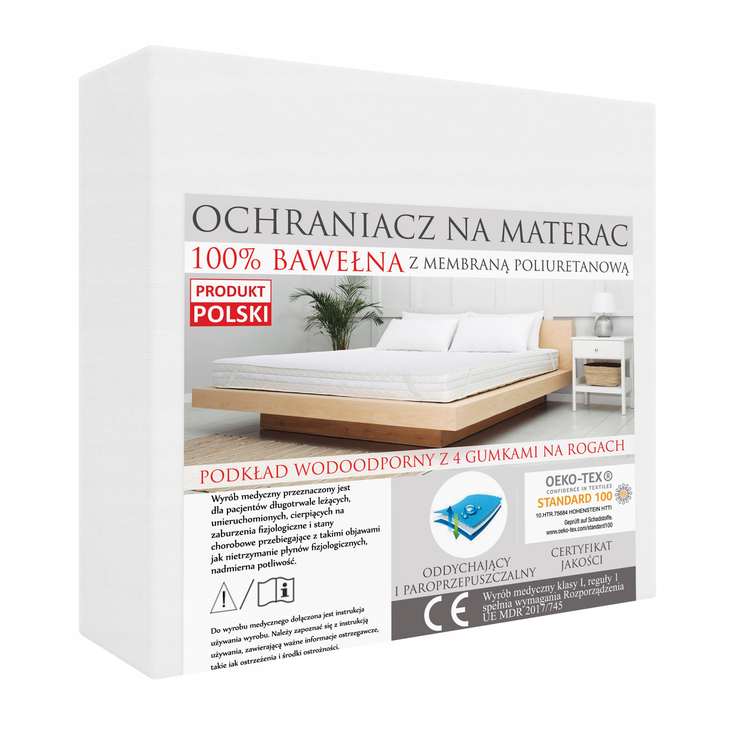 OCHRANIACZ NAKŁADKA NA MATERAC 60x120 PODKŁAD WODOODPORNY 100% BAWEŁNA ! Długość (cm) 120 cm