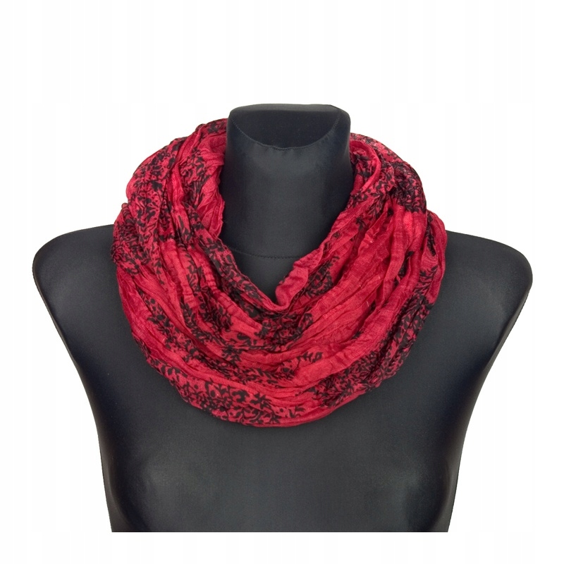 

Mały Komin szalik apaszka folkowy malina/czarn 337