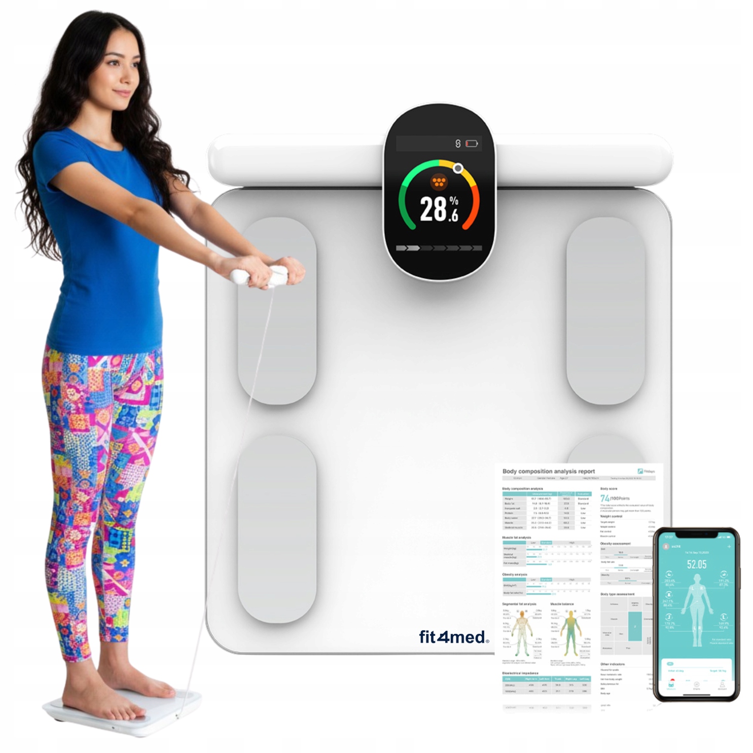 Inteligentní analytická bluetooth koupelnová váha 180 kg elektronická