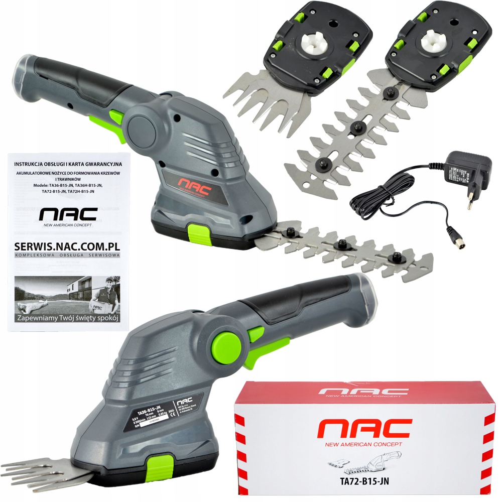 Nożyce Akumulatorowe Do Trawy I Krzewów Nac 7,2 V 1,5 Ah 2 Wymienne Ostrza