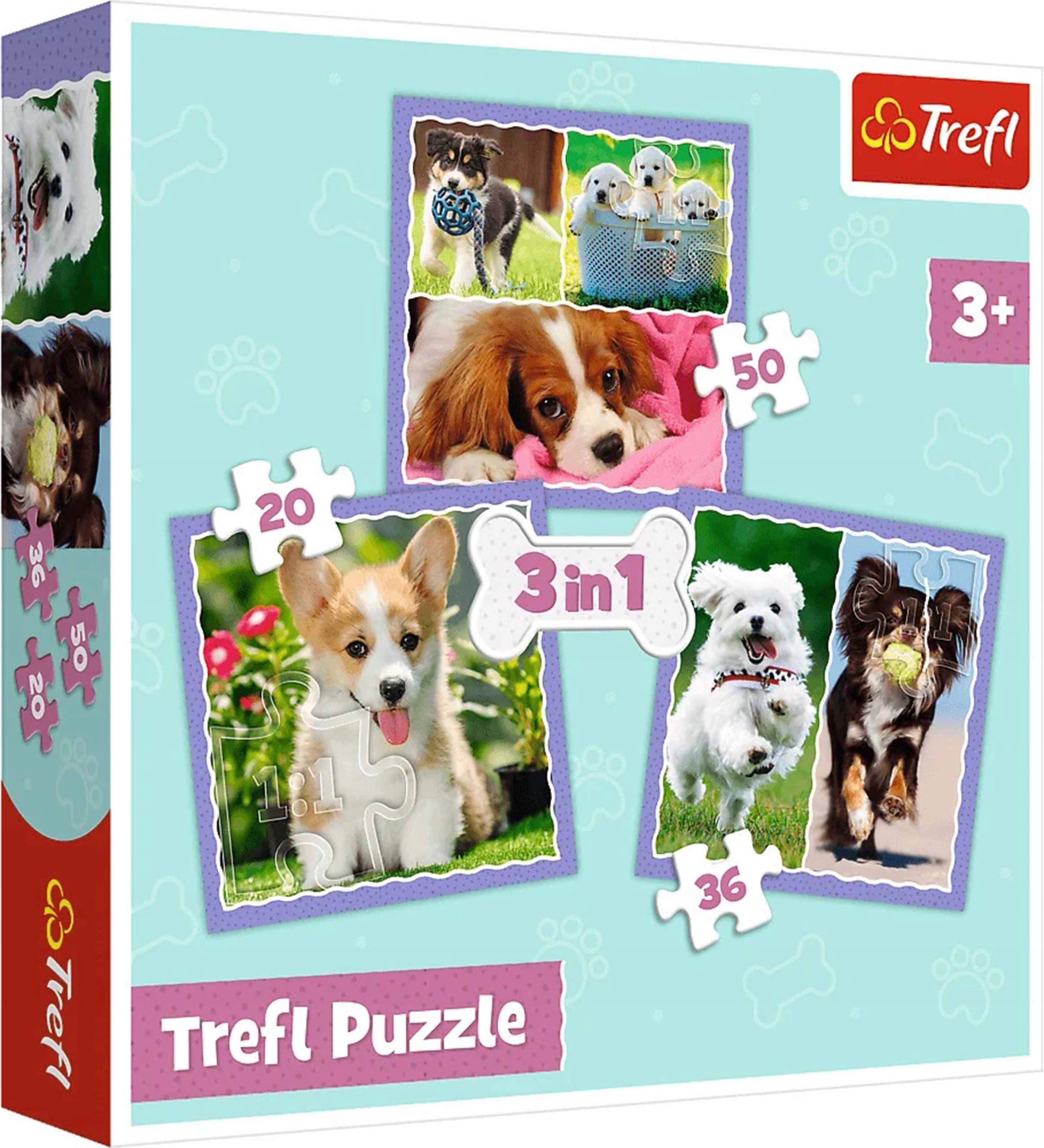 

Trefl Puzzle 3w1 Urocze Słodkie Pieski Psiaki Psy
