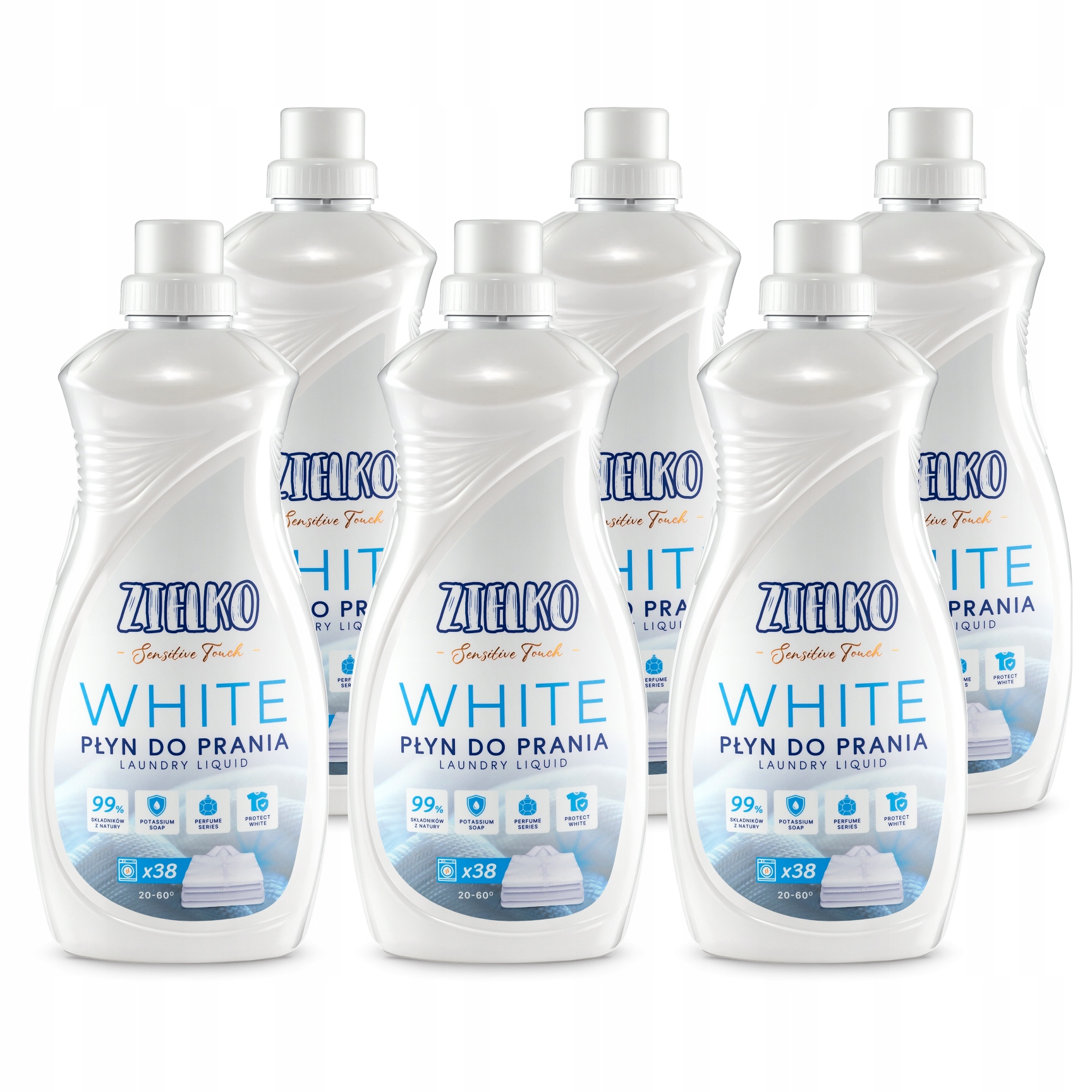 Levně Zielko Bio Tekutý prací prostředek na bílé prádlo Sensitive Touch 6x1000 ml (5+1)