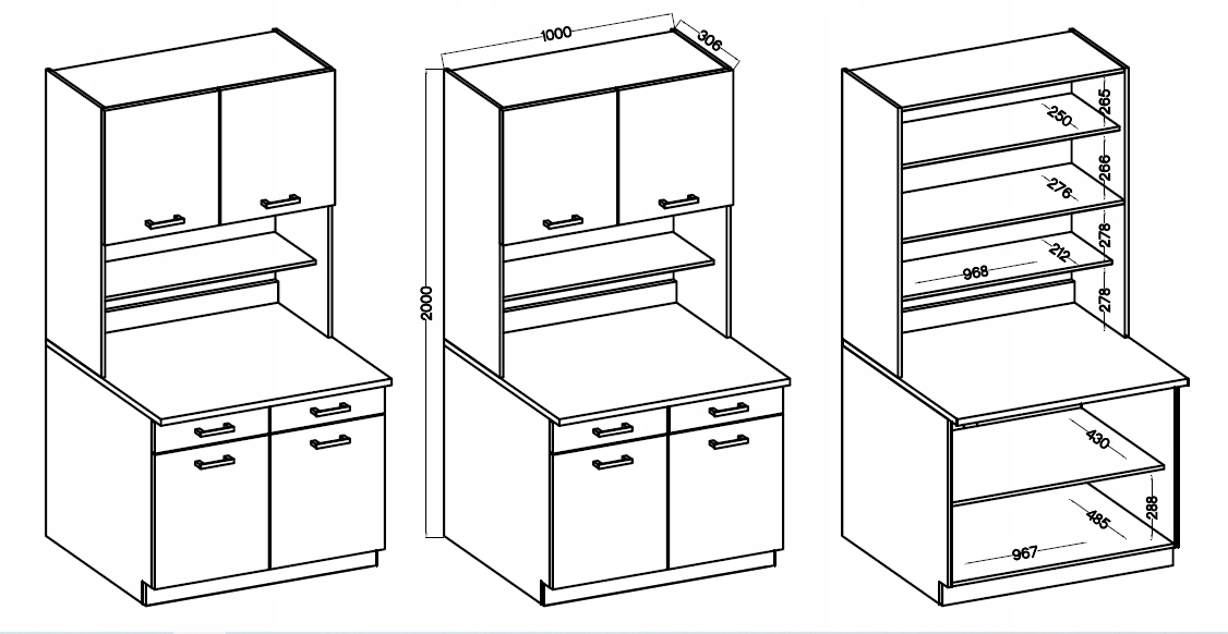 Zestaw mebli kuchennych do małej kuchni MARGOT Szerokość mebla 150 cm