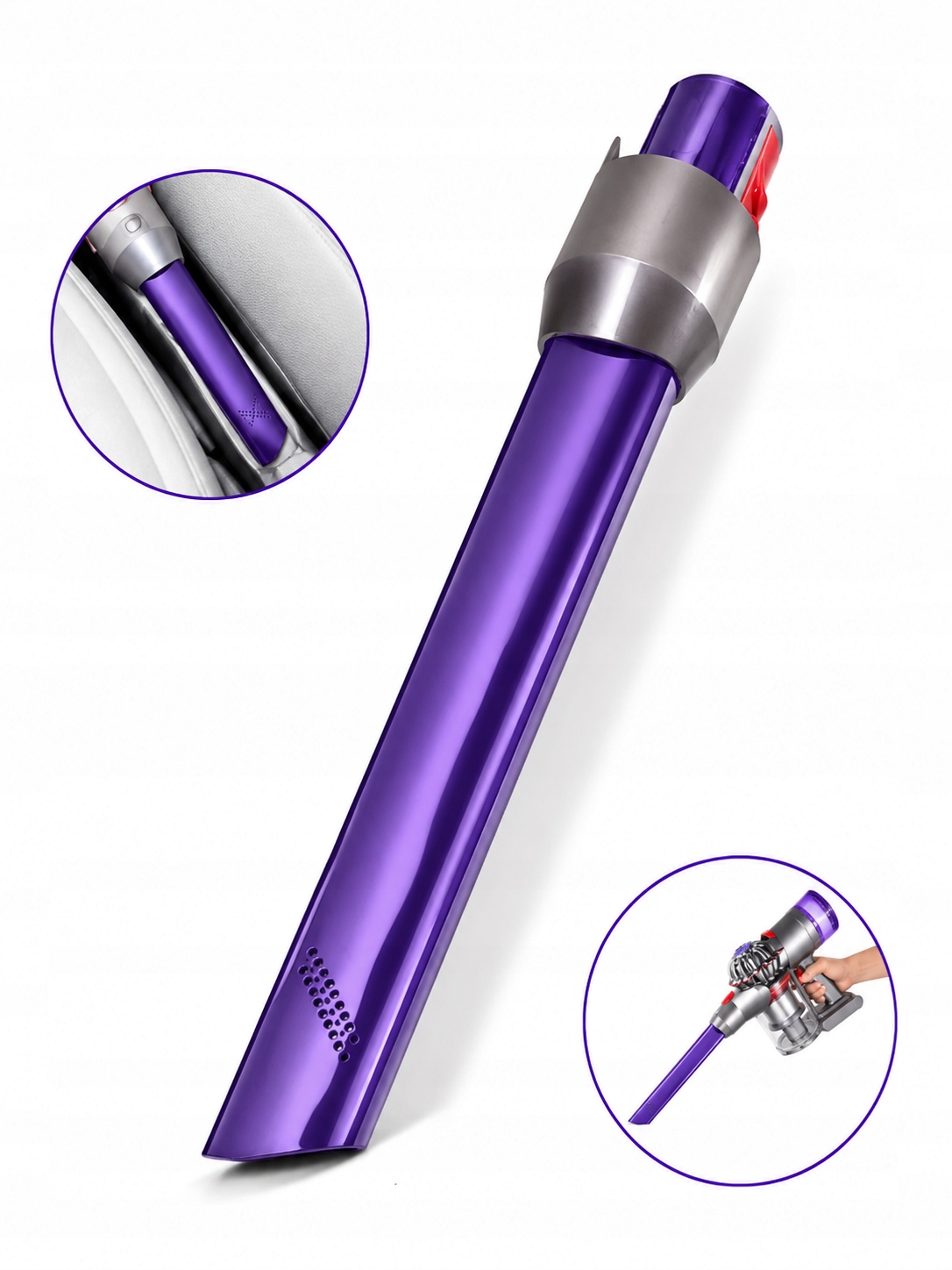 Końcówka szczelinowa do odkurzacza Led fioletowa Dyson V7 V8 V10 V11 V15