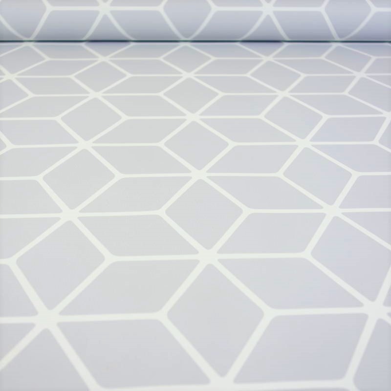 Tapeta GEOMETRYCZNA HESKAGON - kostki SZARA ekologiczna