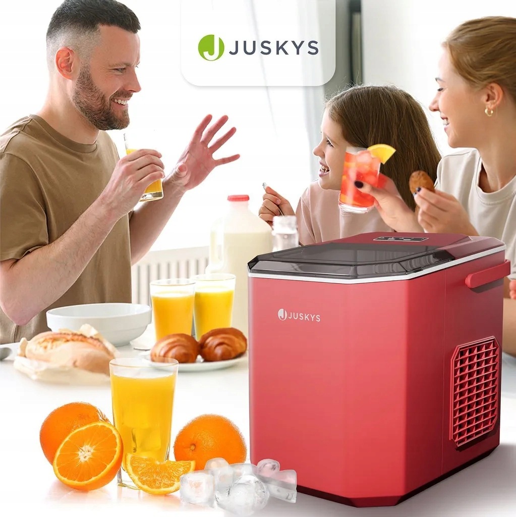 Výrobník ľadu Juskys 40517 Červená 100 W