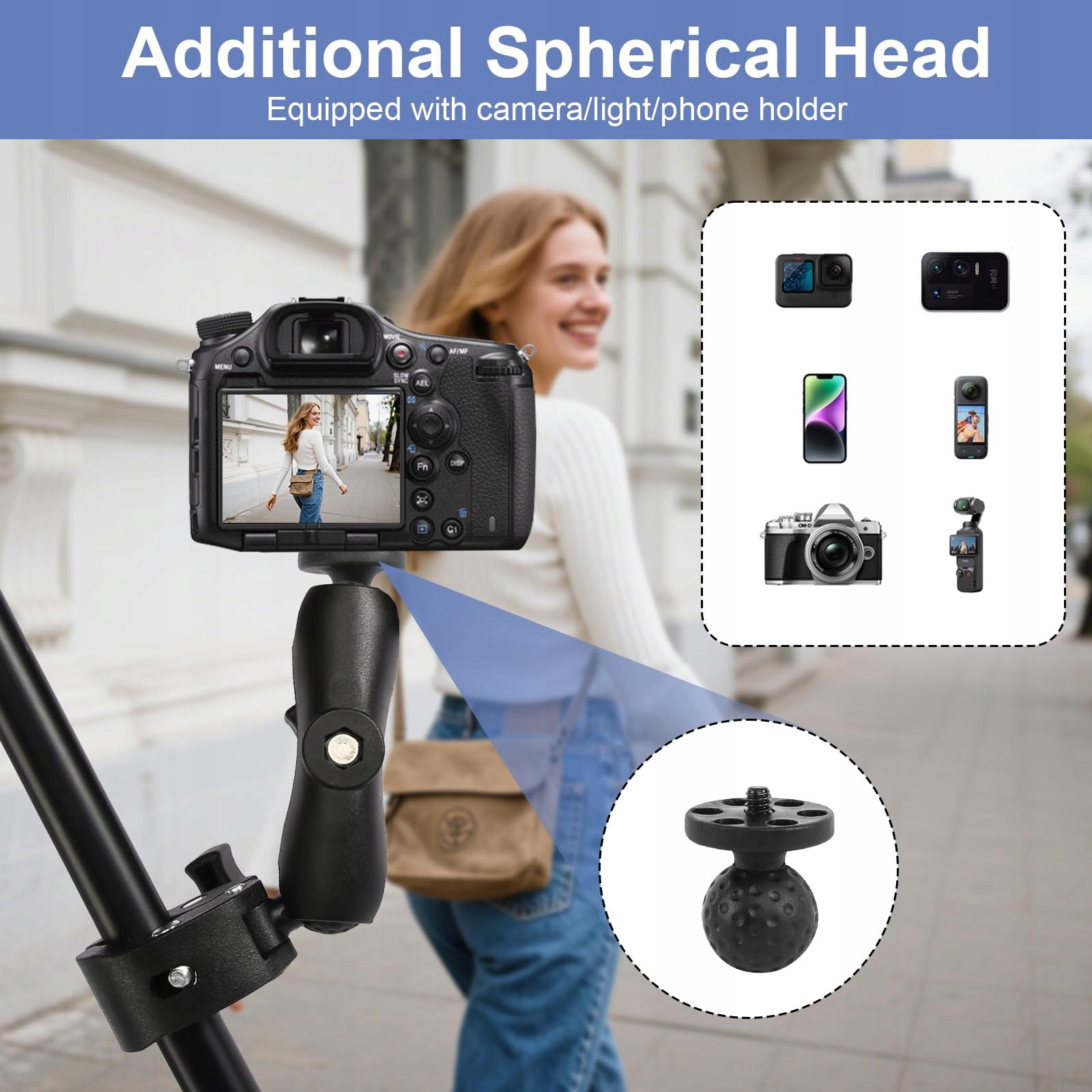 Uchwyt Kamery Podwójna Klamra 1 4 Cala Do GoPro Statyw Rower HFDONGL — miniatura 4