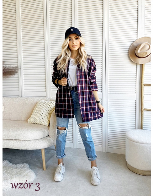 KOSZULA DAMSKA w kratę luźna zapinana na guziki Marka Awanti