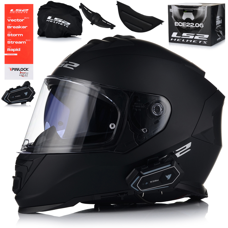 Motocyklová Prilba LS2 FF800 Storm II Čierna Mat Interkom Vito Bluetooth