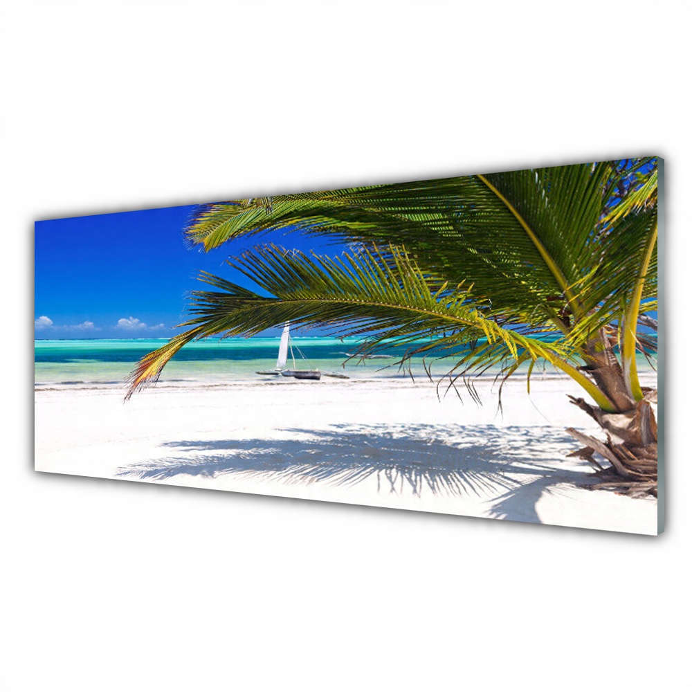 

Obraz akryl z grafiką 125x50 Plaża Palma Krajobraz