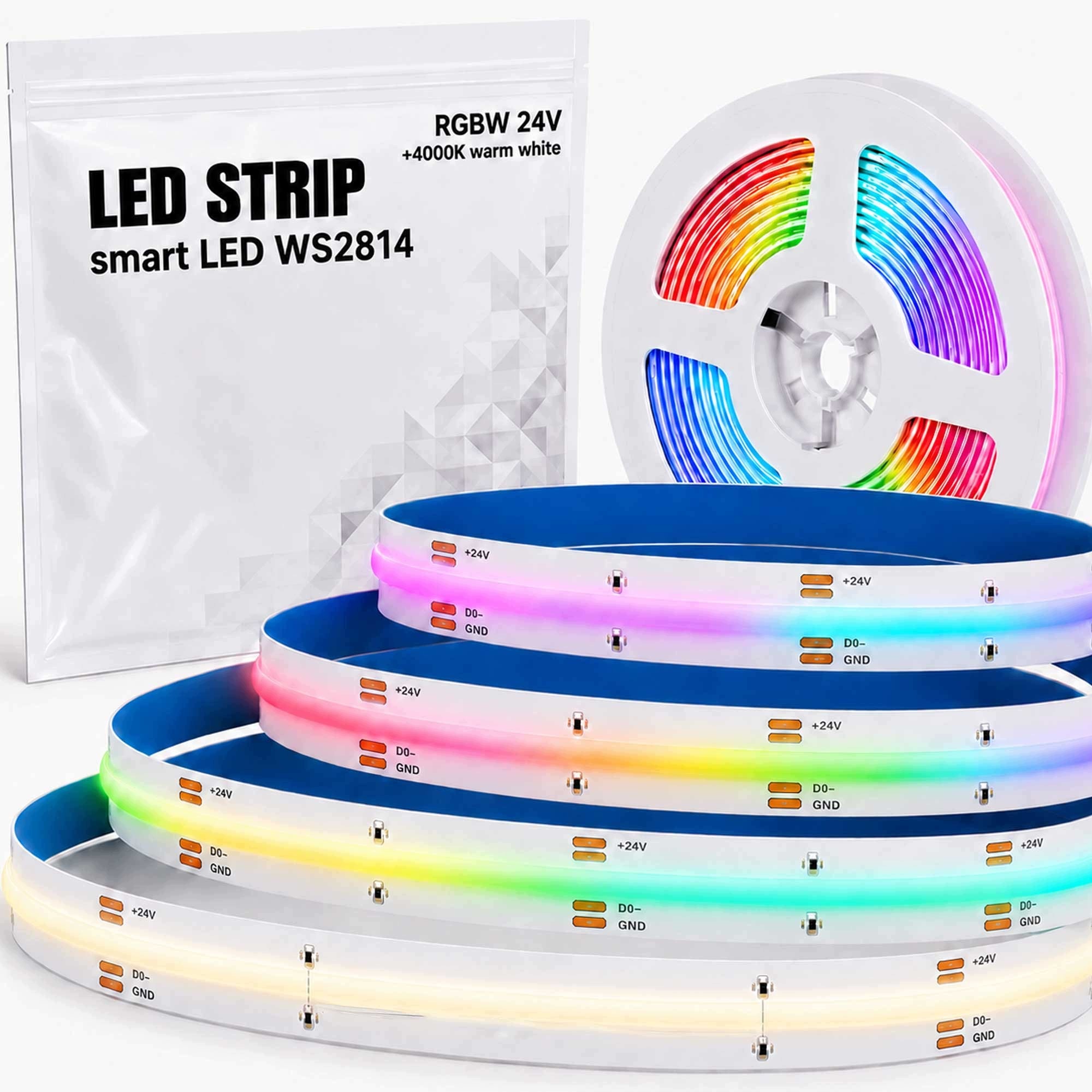 Taśma Led Cob 24V WS2814 Drgb Rgbic biały neutralny 4000K 784led/m Rgb 5m