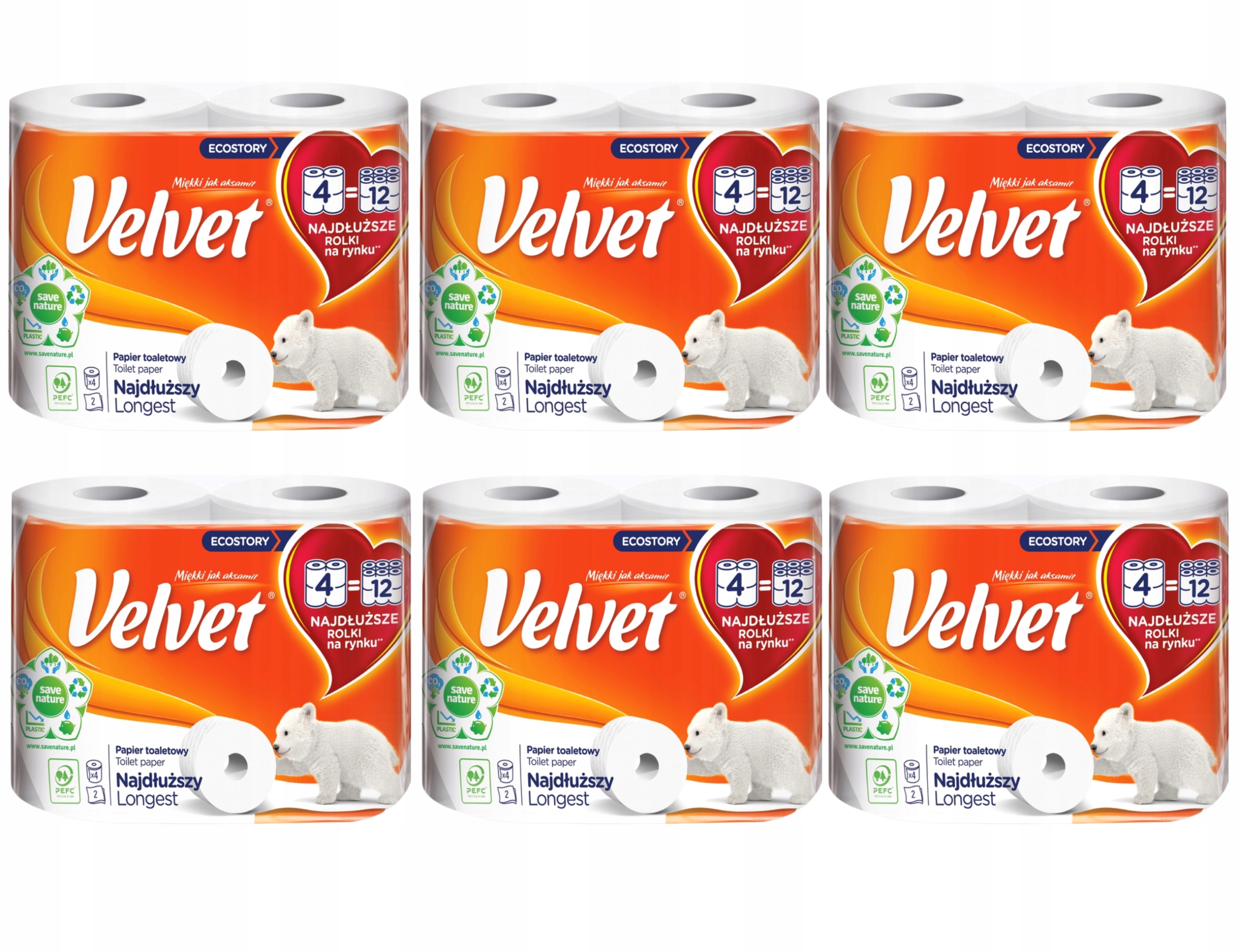 

Velvet Papier Toaletowy Najdłuższy Miękki x6