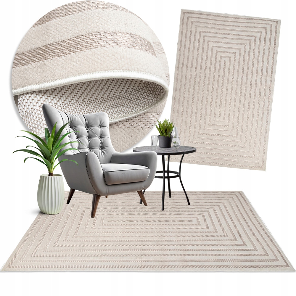 Koberec Módní do obývacího pokoje ložnice béžový 190x133 Moderní odolné koberce