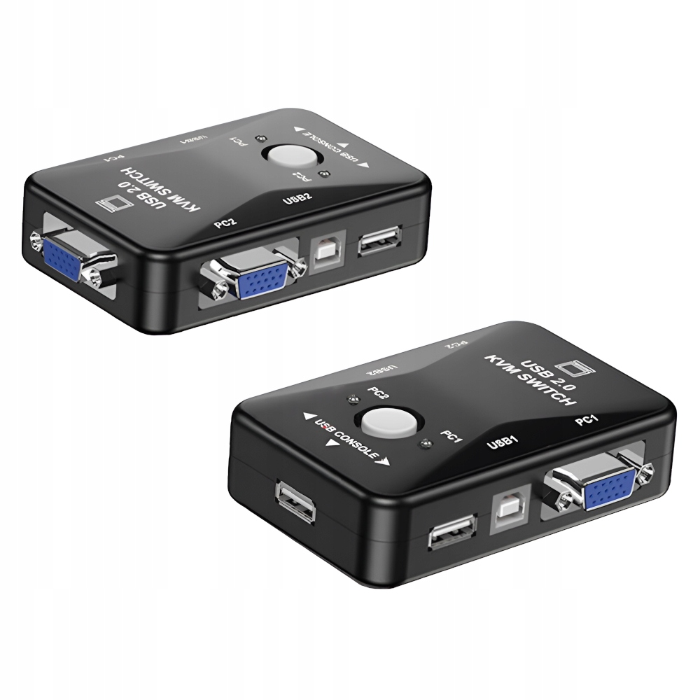 Switch KVM VGA USB 2.0 na 2 x PC 2 x USB Przełącznik USB - B przycisk Marka SwiatKabli