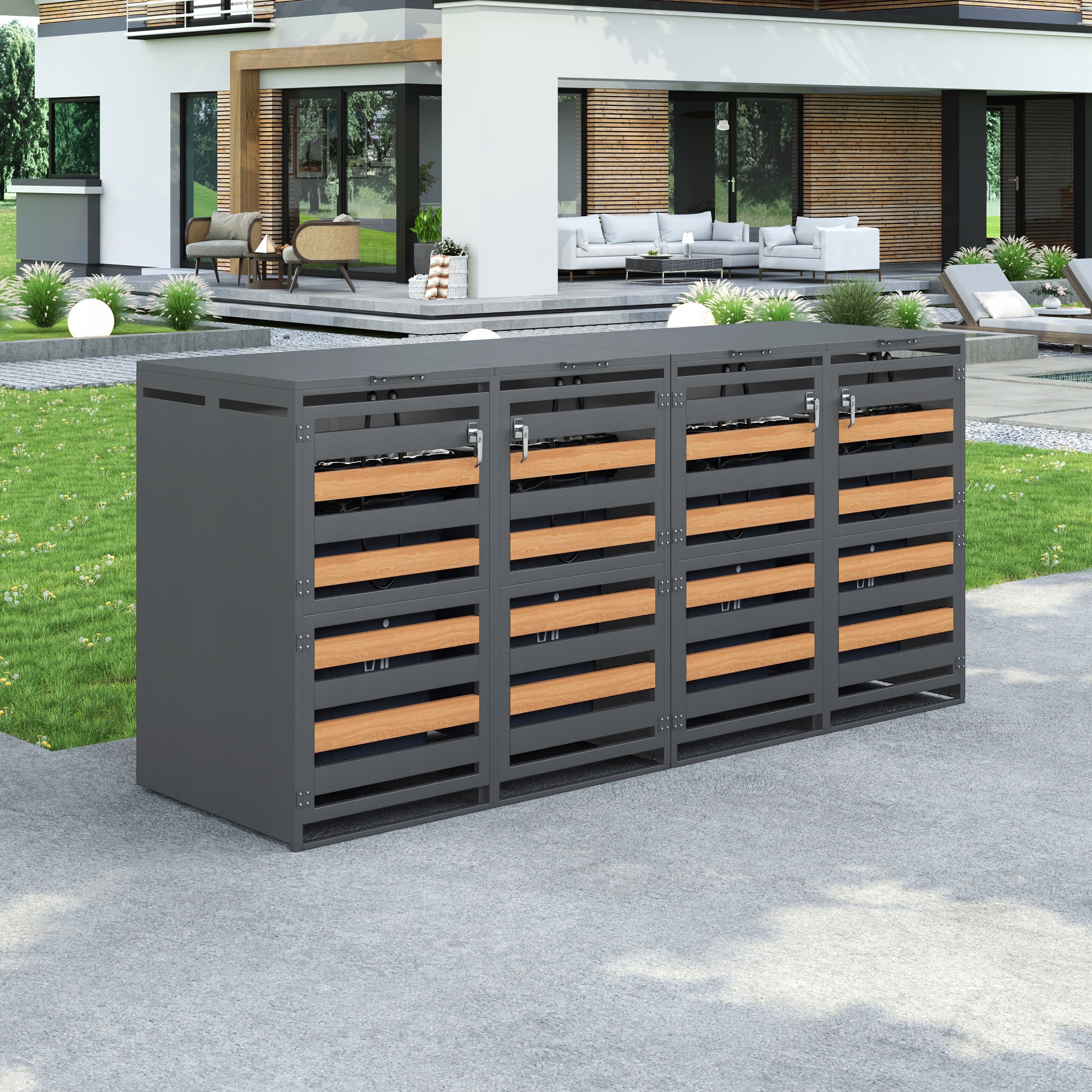 Levně Box na popelnice, pojme čtyři popelnice o objemu 120-240 l