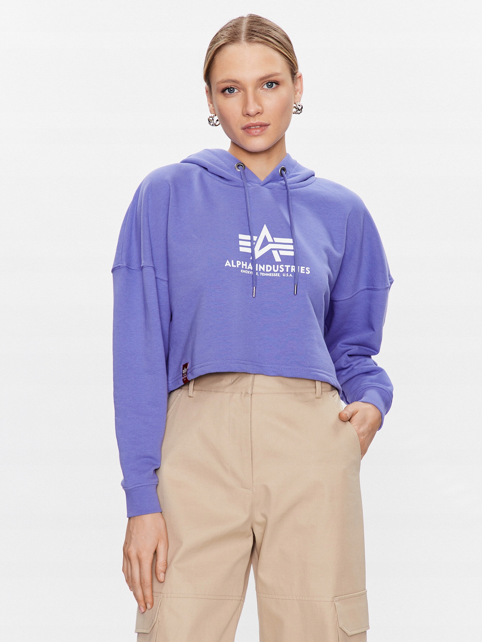 Alpha Industries Bluza Basic 116057 Fioletowy Regular Fit