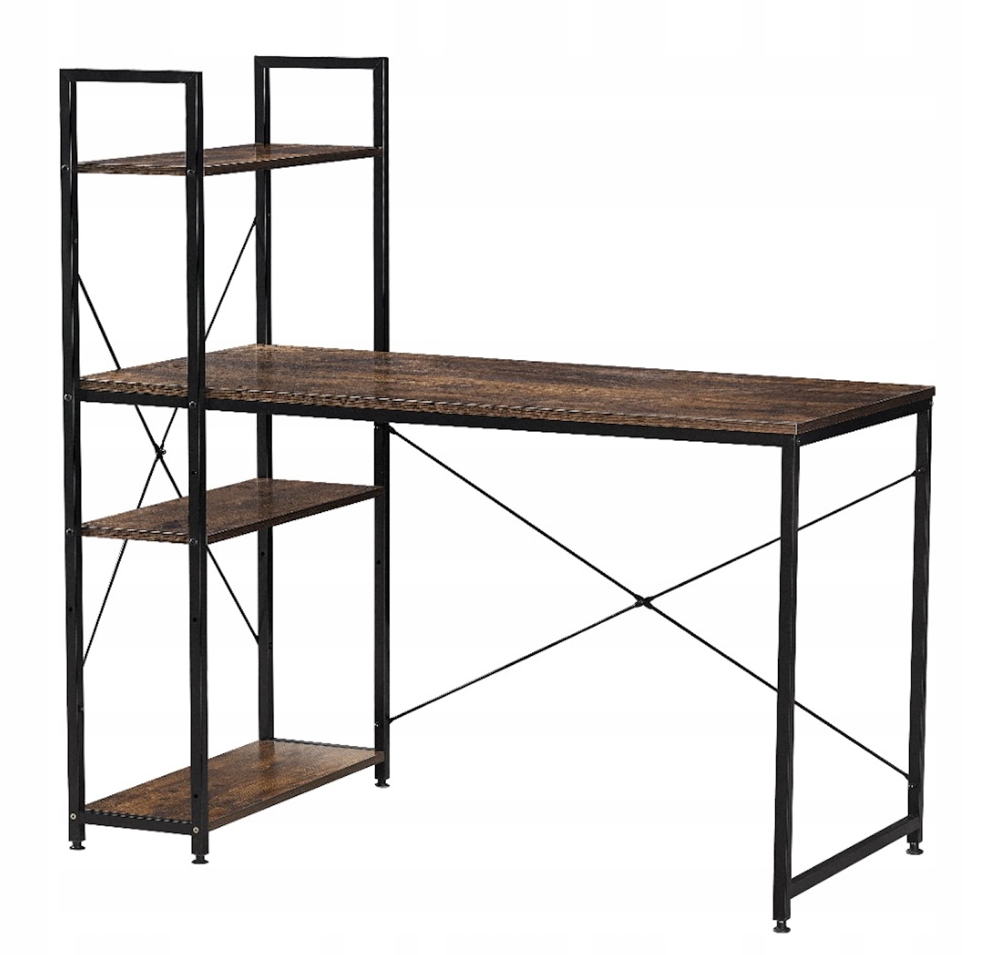 CANTO B1 biurko loft czarne, dąb rustykalny loftowe drabinka rustykalne