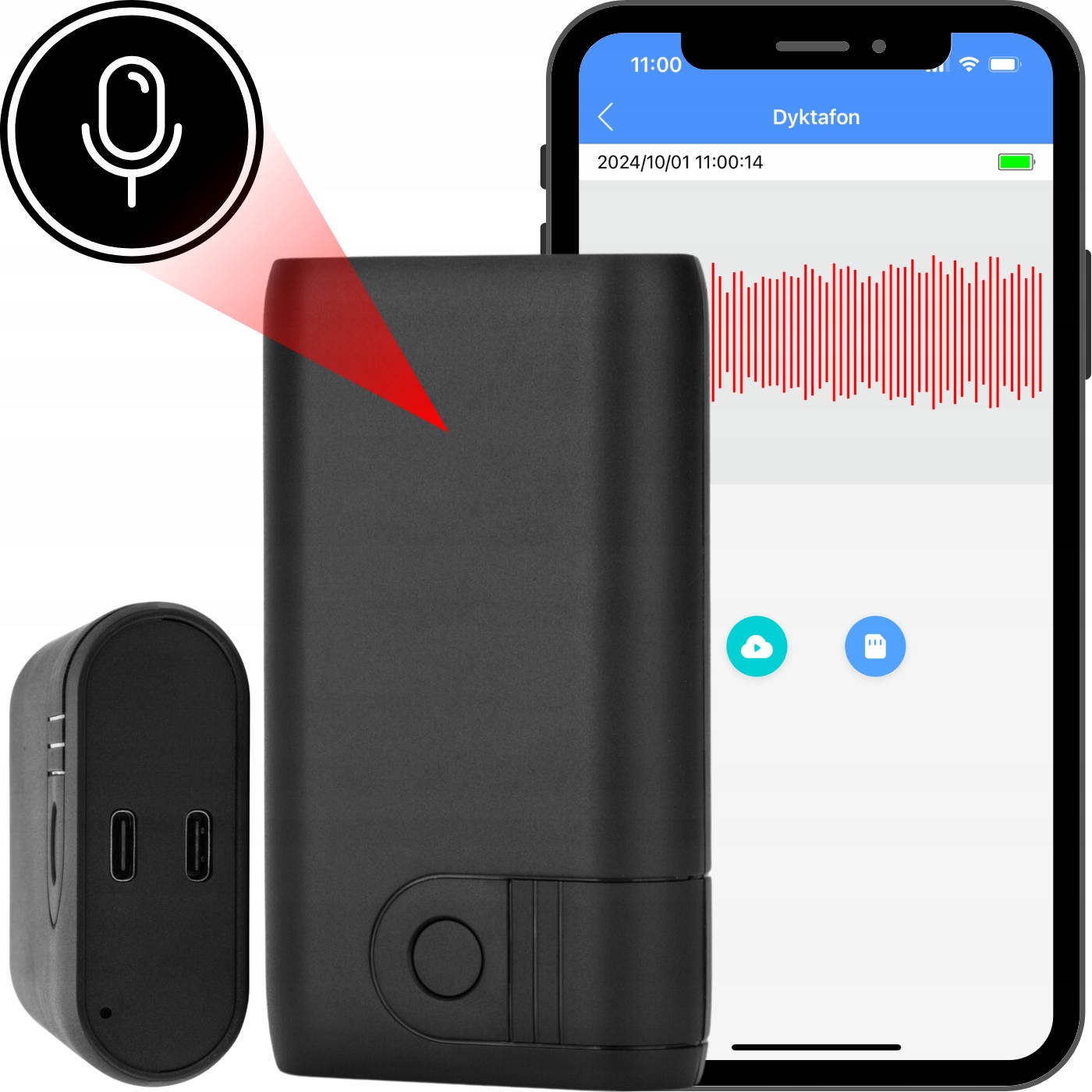 Špionážní Diktafon Wifi Odposlech Malý Magnet Aplikace Vzdálený Odposlech
