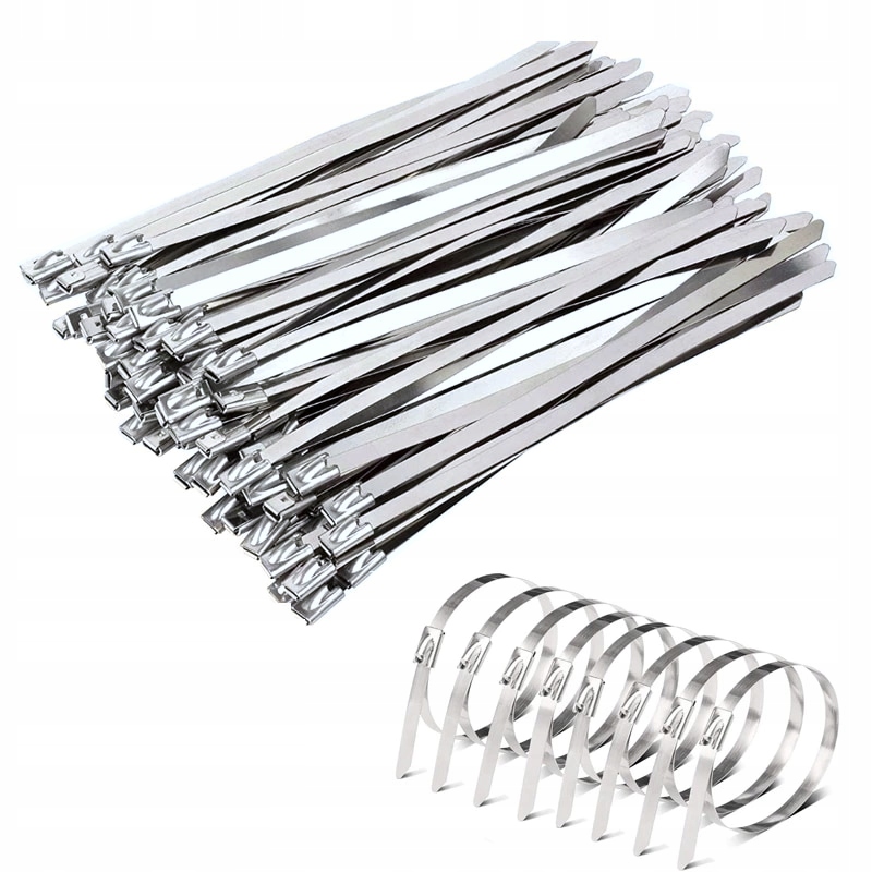 OPASKI ZACISKOWE TRYTKI METALOWE STALOWE 4,6 x 100 mocne 100szt OPASKA Szerokość 4.6 mm