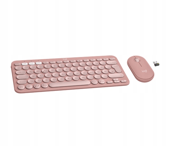 Logitech Pebble 2 Combo Tonal Rose , set klávesnice a myši, ružová