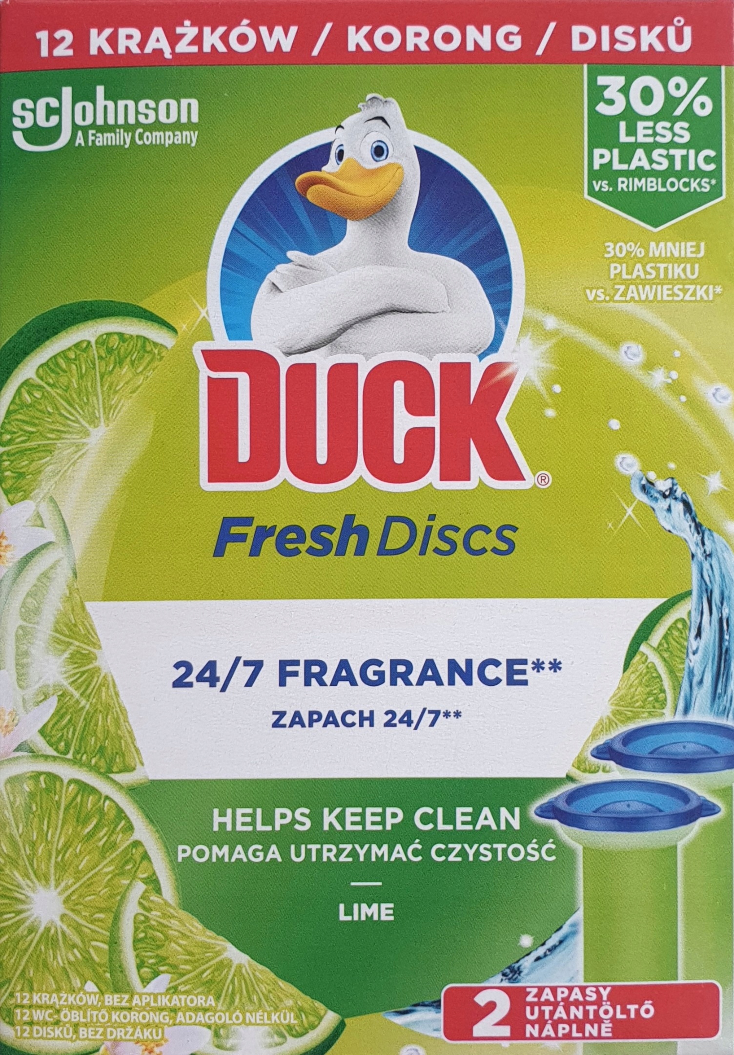 

Krązki Żelowe Wc Duck Fresh Discs Duo Lime 2X36ML