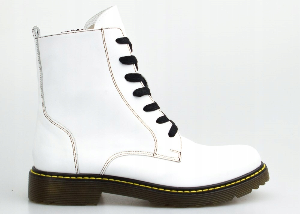 Bílé Kotníkové Boty Kůže Matné Teplé Ploché 38