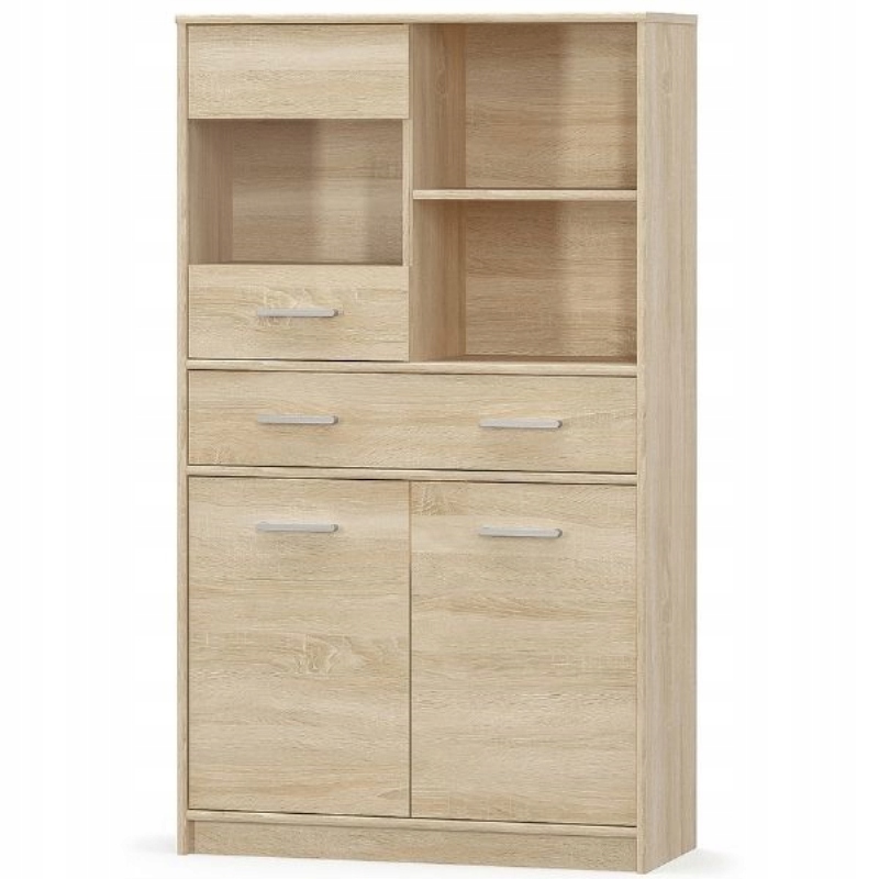 WITRYNA SZKLANA REGAŁ KOMODA DO SALONU ROSA 2D1W1S 83CM DĄB SONOMA MAFMEBLE