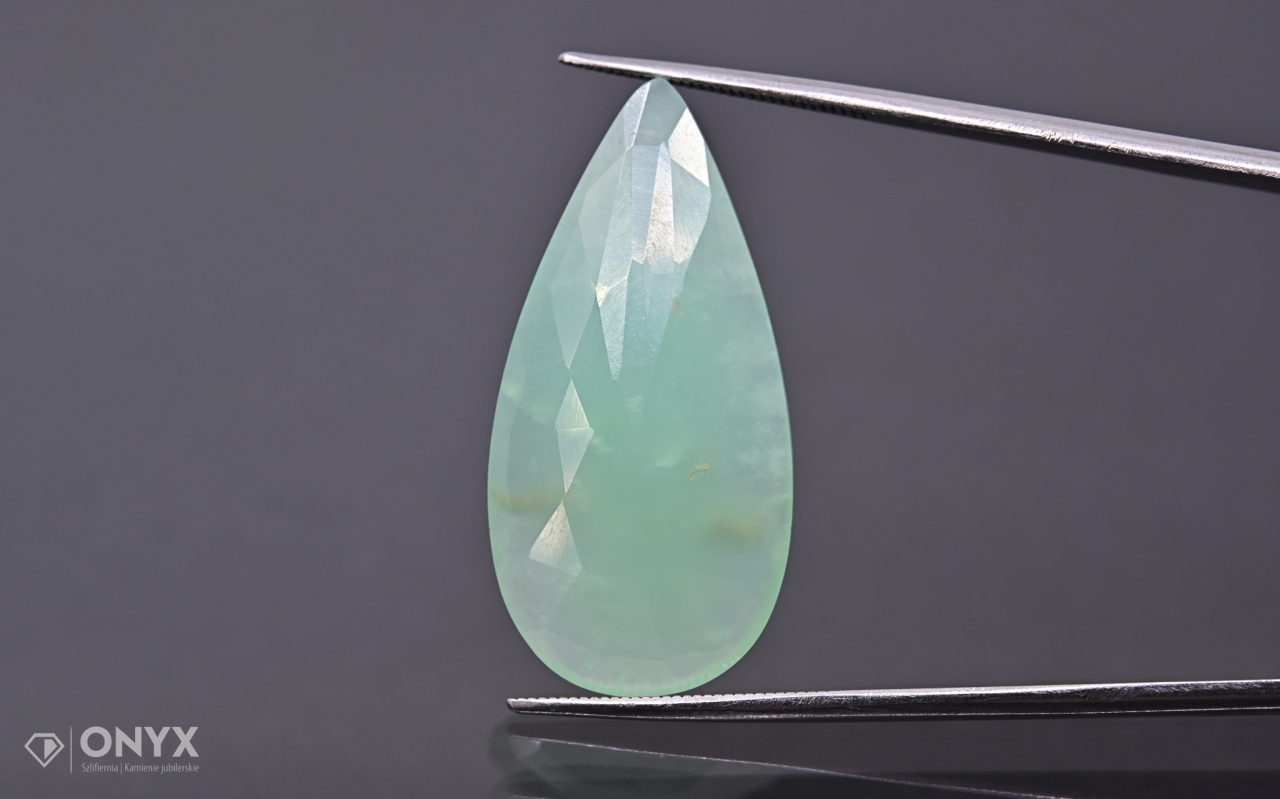 Chrysopraz fasetovaná rozeta slza 30x15 mm