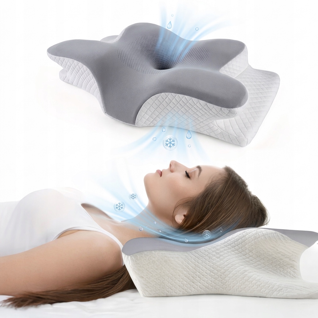 PODUSZKA ORTOPEDYCZNA CHŁODZĄCA PIANKA MEMORY DO SPANIA NA BOKU PROFILOWANA