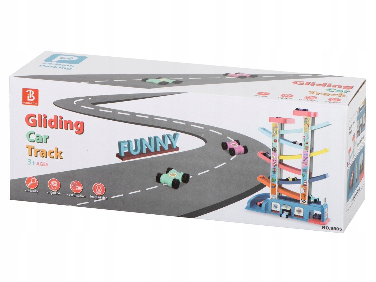 TOR SAMOCHODOWY WYŚCIGOWY ZJEŻDZALNIA PIĘTROWA GARAŻ 8 SAMOCHODÓW Materiał plastik