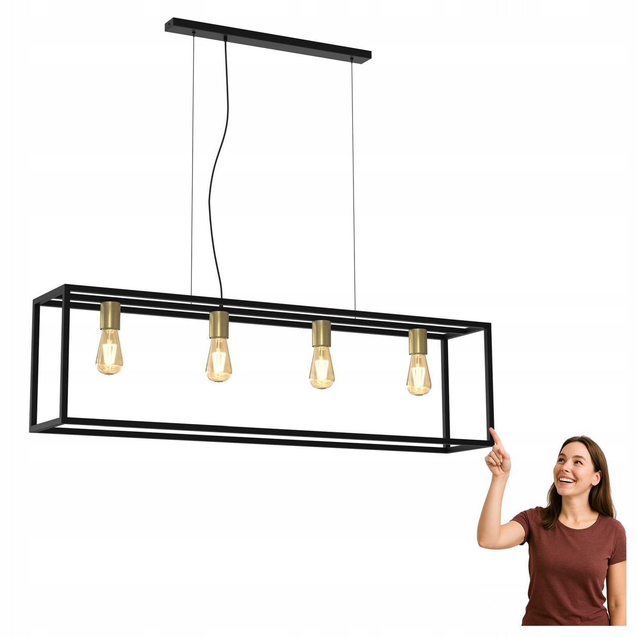 Obdĺžniková 4-bodová závesná lampa Frame 4417 Luminex