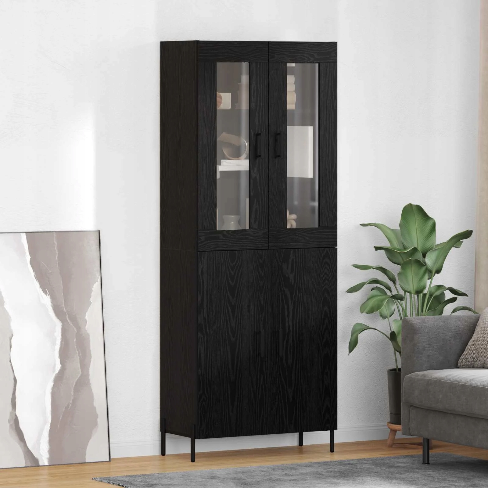 vidaXL Vysoký bufet Černý dub 69,5 x 34 x 180 cm kompozitní dřevo