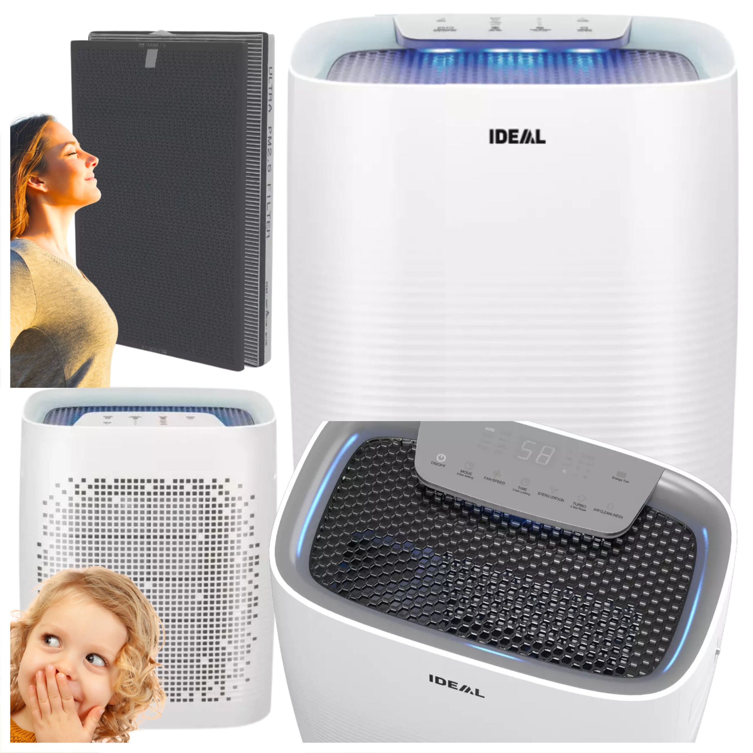 Čistička Vzduchu S Ionizací A Zvlhčovačem Ideal AP-35H Silný Hepa H13