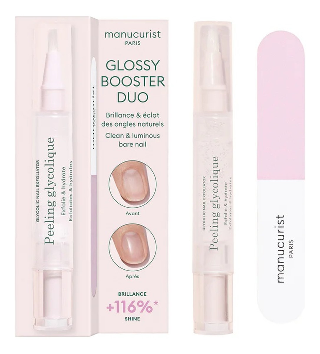 Glossy Booster Duo Zestaw peeling z kwasem dwufazowa polerka