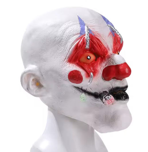 LATEKSOWA MASKA STRASZNY ŁYSY KLAUN Z CYGAREM HALLOWEEN PRZEBRANIE Marka bez marki