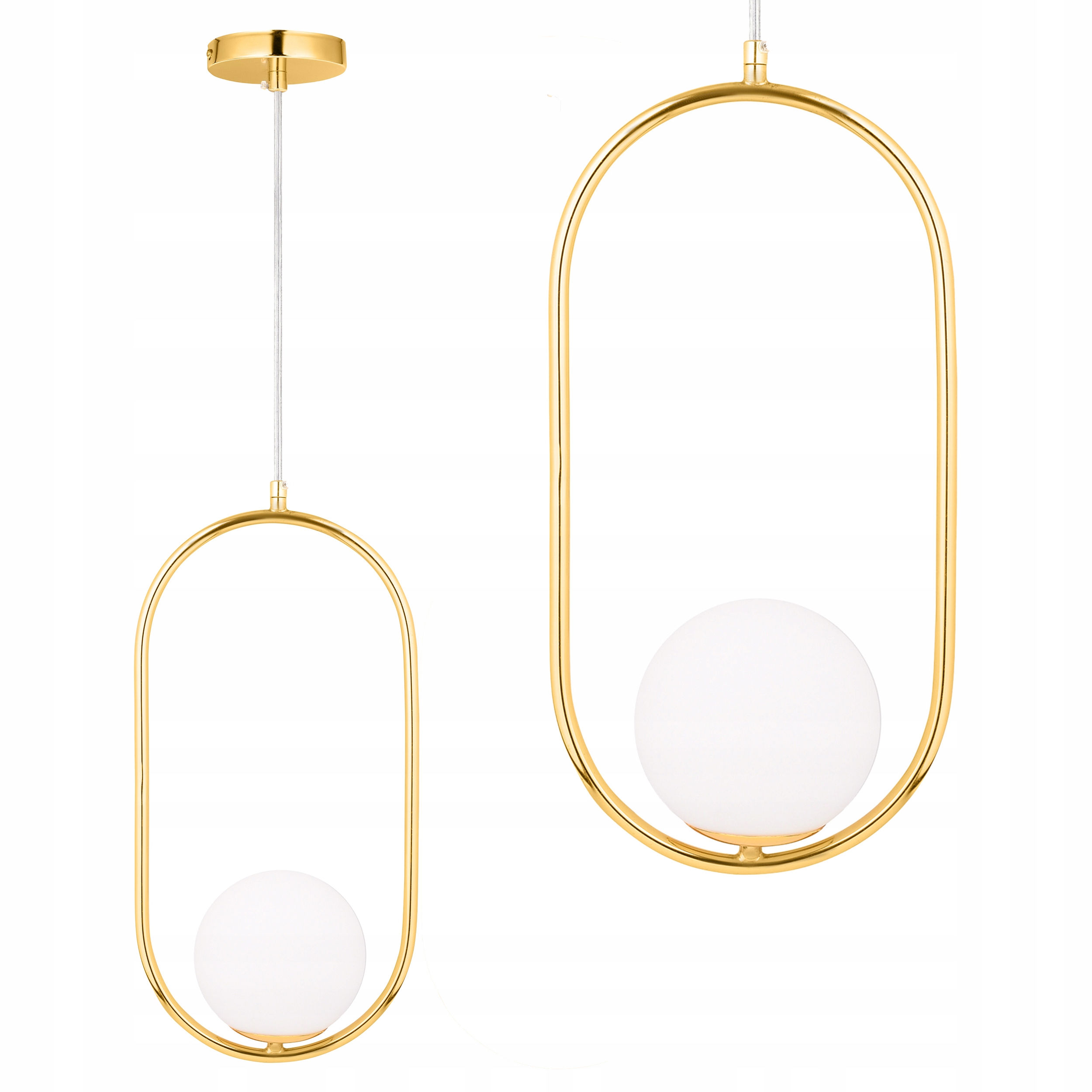 

Lampa Wisząca Sufitowa Złota Biała Kula Loft