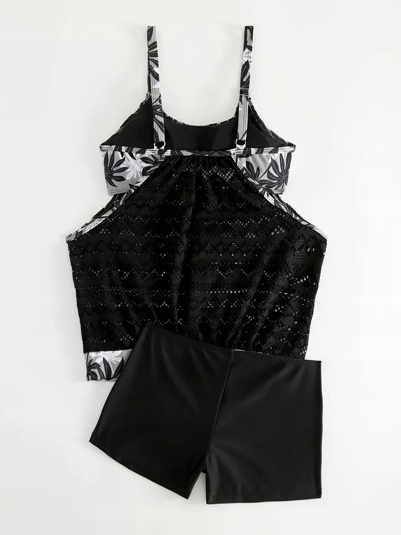 TANKINI STRÓJ KĄPIELOWY DWUCZĘŚCIOWY KOSZULKA SZORTY SPODENKI L 40 Wzór dominujący bez wzoru