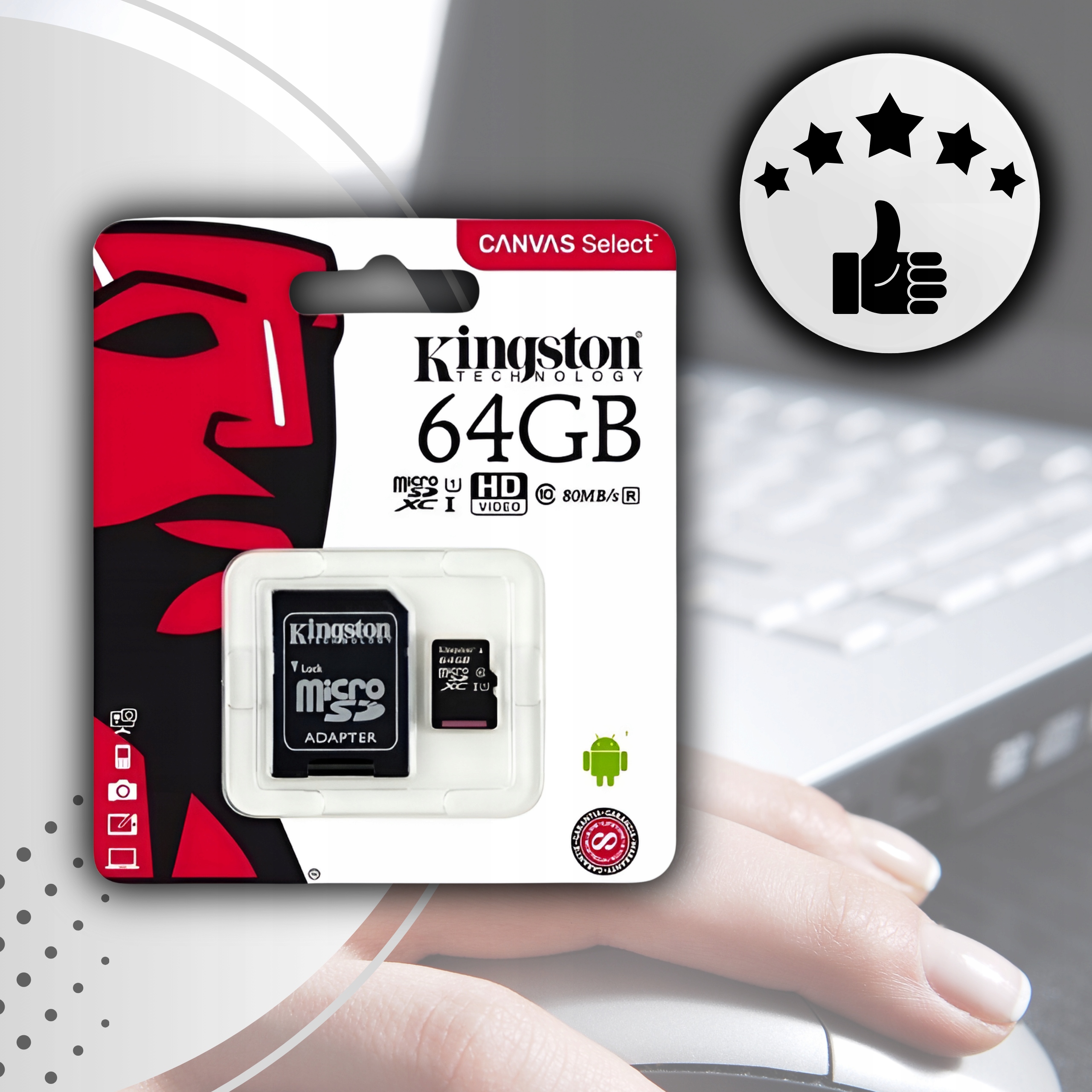 Karta pamięci 64GB Micro SD KINGSTON SDCS2 Class 10 V10 A2 100Mb/s Adapter Producent Kingston Technology