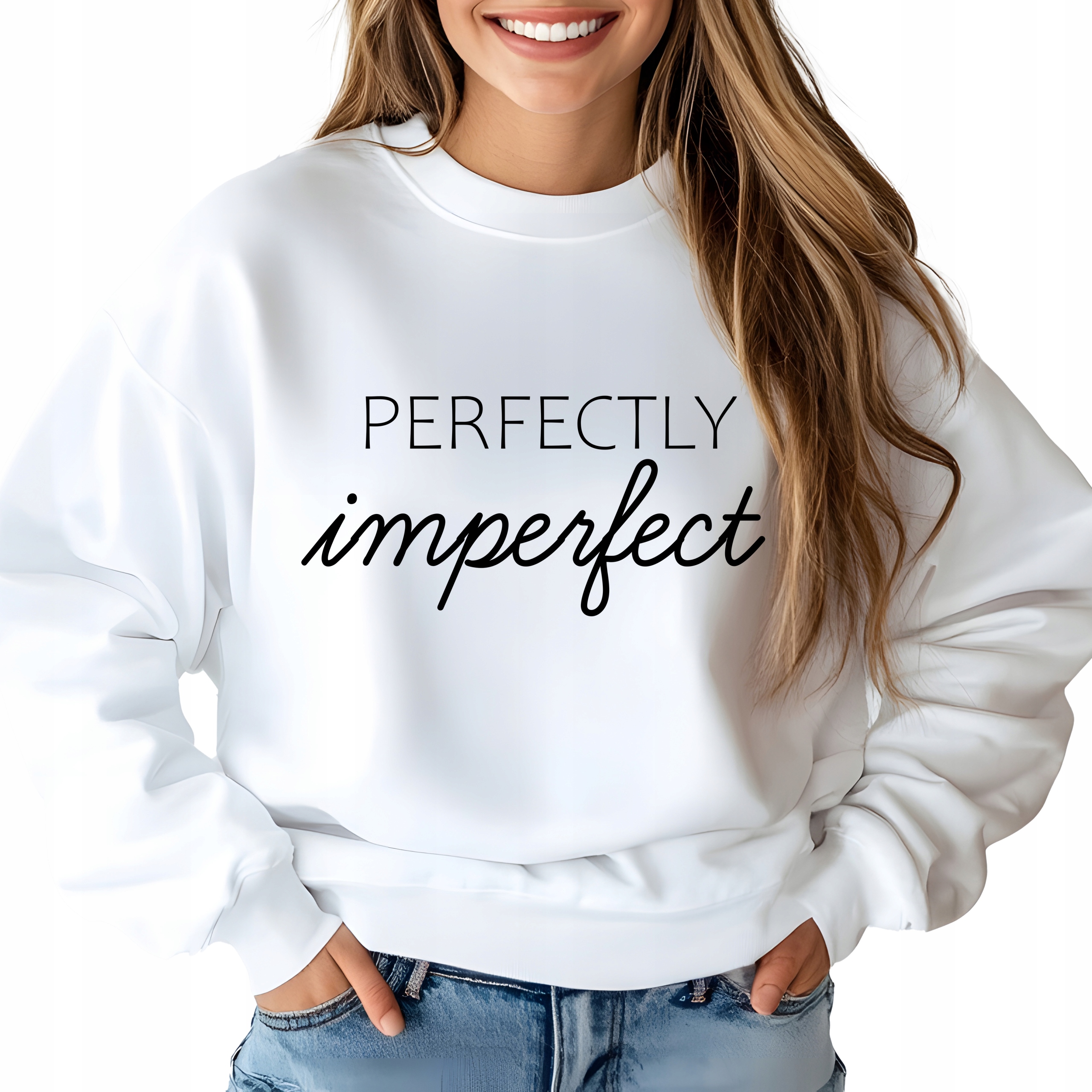 Mikina Bílá Perfectly Imperfect Citáty Stylové vzory Dárek Vel M