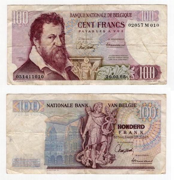 BELGIA 1965 100 FRANCS