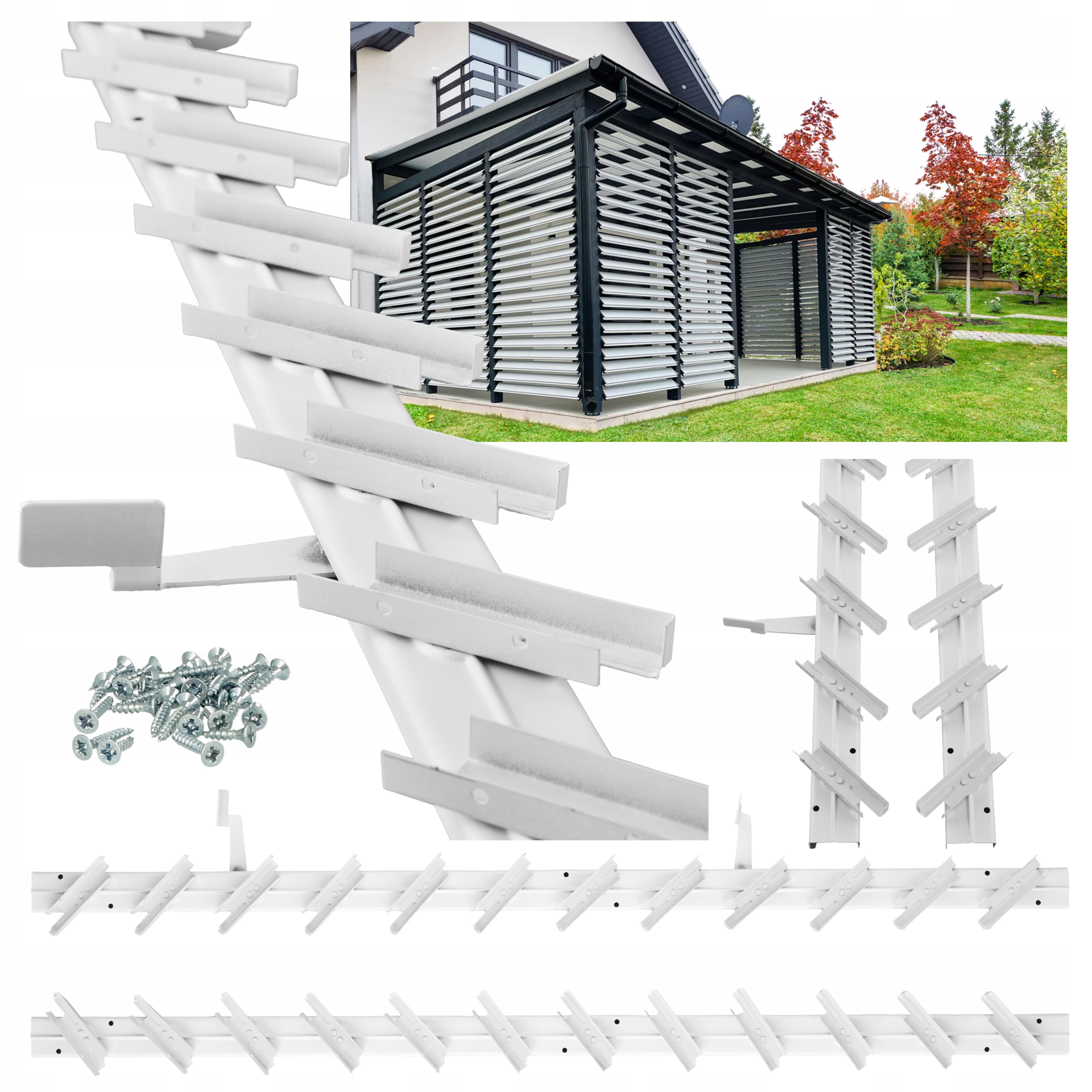 Pohyblivá Prkna Mechanismus Žaluzie Na Terasu Do Altánku Shutters Bílý 109 CM