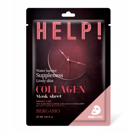 BERGAMO Help! Collagen Mask Sheet 25 ml- Uelastyczniająca maska w płachcie z kolagenem BERGAMO HELP! — 3